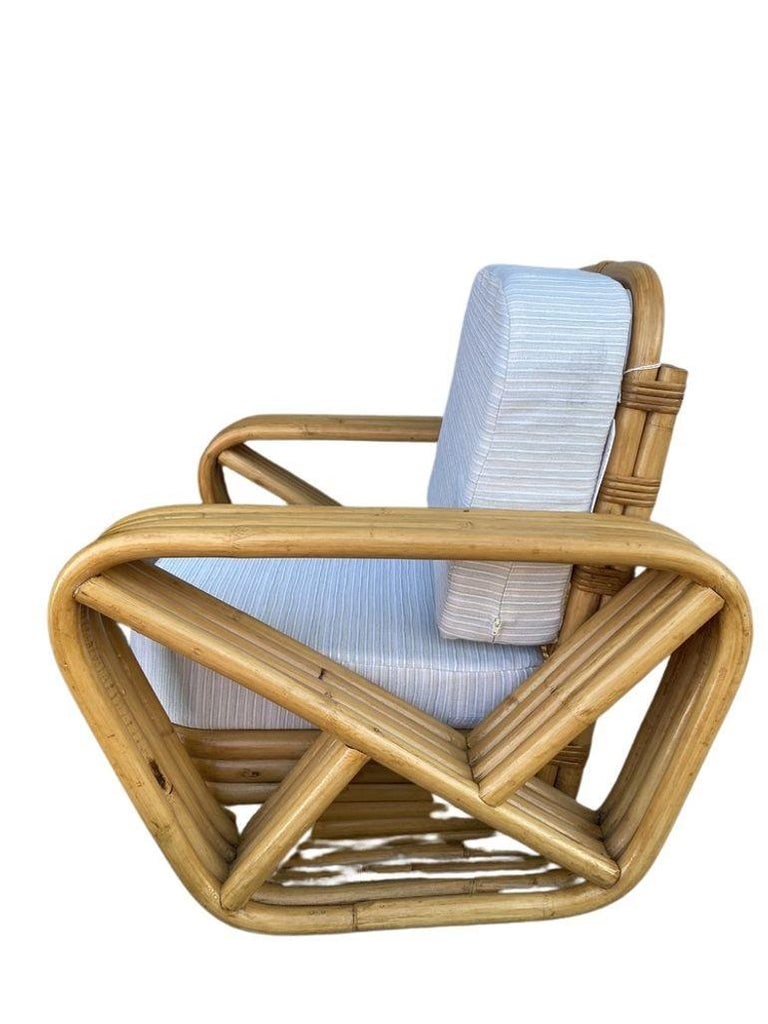 Restored Mid-century Child Size 4-Strand Square Pretzel Rattan Lounge Chair, Pai - 6