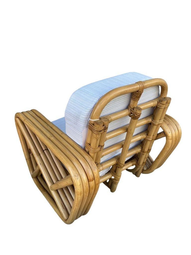 Restored Mid-century Child Size 4-Strand Square Pretzel Rattan Lounge Chair, Pai - 7