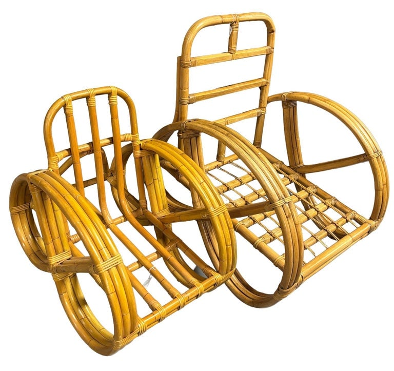 Restored Mid-century Child Size 3-Strand Round Pretzel Rattan Living Room Set - 14