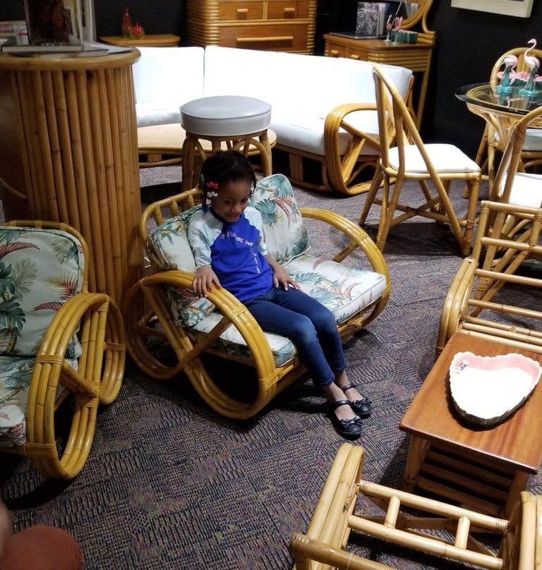 Restored Mid-century Child Size 3-Strand Round Pretzel Rattan Living Room Set - 15
