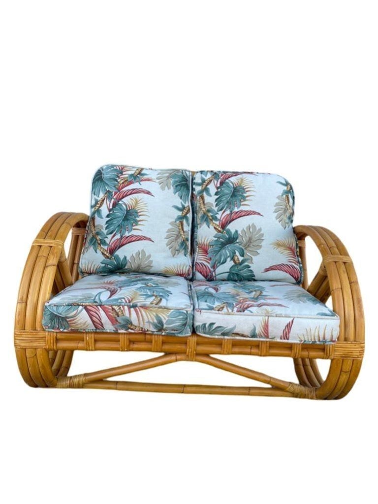 Restored Mid-century Child Size 3-Strand Round Pretzel Rattan Living Room Set - 3