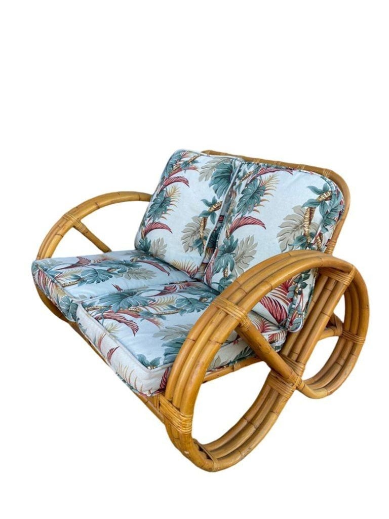 Restored Mid-century Child Size 3-Strand Round Pretzel Rattan Living Room Set - 4