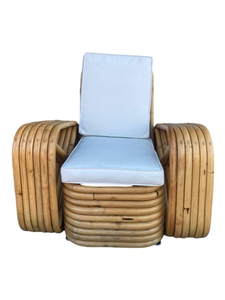 Restored Child Size Six-Strand Square Pretzel Rattan Lounge Chair, Pair - 5