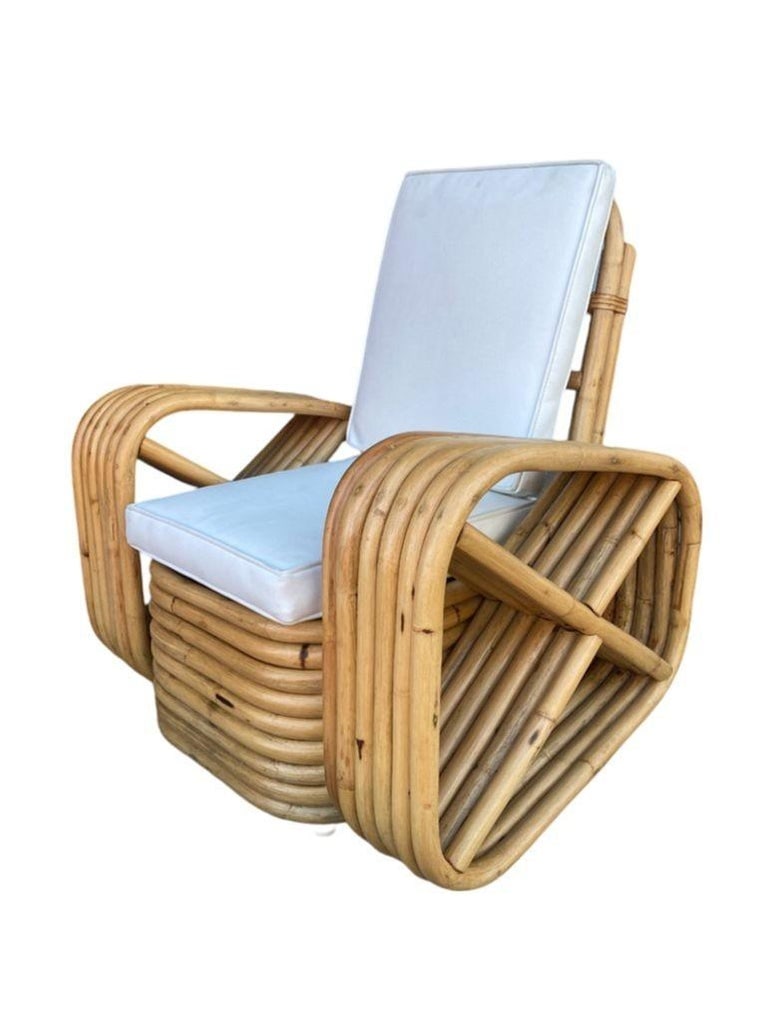 Restored Child Size Six-Strand Square Pretzel Rattan Lounge Chair, Pair - 6
