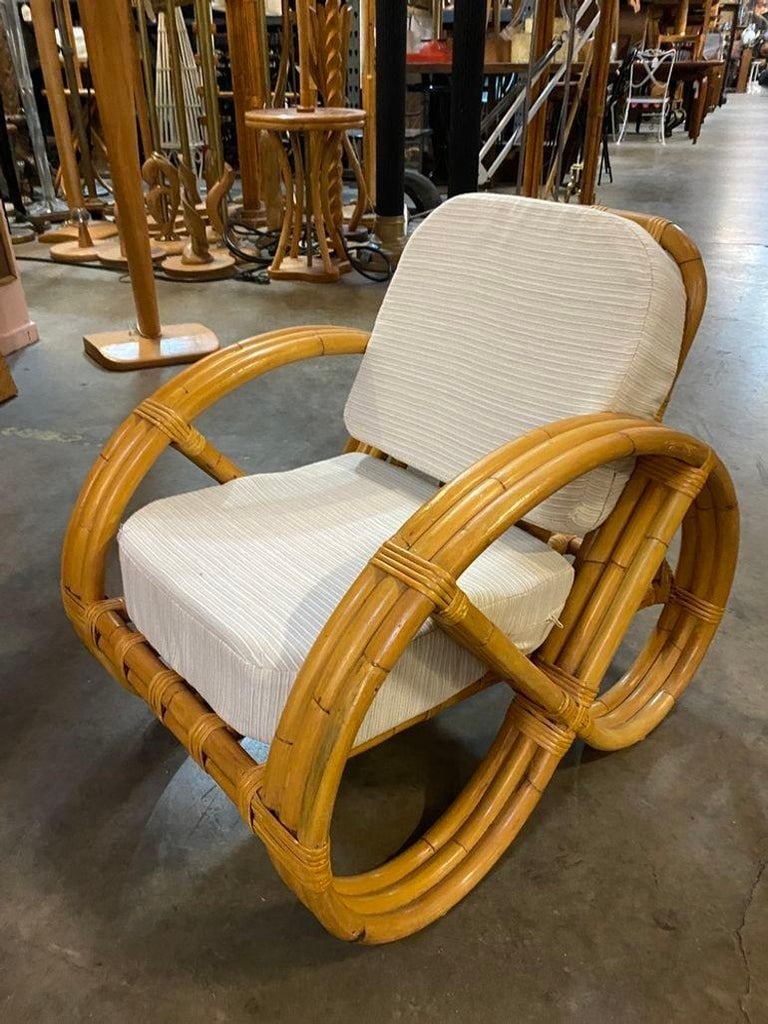 Restored Child Size 3-Strand Round Full Pretzel Rattan Sofa & Lounge Chair - 6