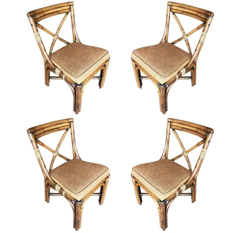 Restored Mid-Century Rattan Dining Side Chairs W/ "X" Back, Set of 4 - 5