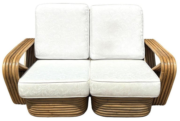 Restored Frankl Style Rattan 5-Strand Square Pretzel Setional Settee Sofa - 2