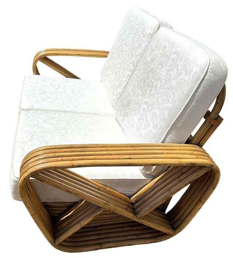 Restored Frankl Style Rattan 5-Strand Square Pretzel Setional Settee Sofa - 5