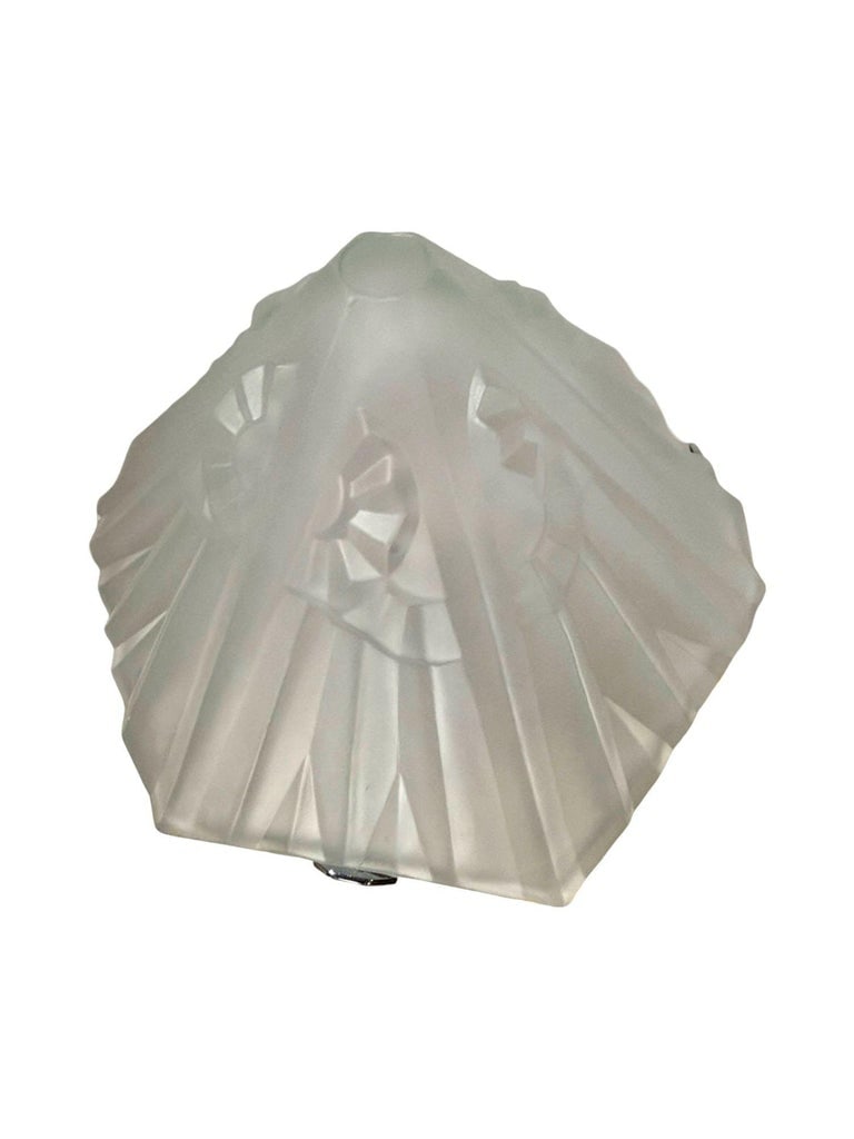 Frankart Era Art Deco Style Chrome Figural Lamp w/ Vivian Glass Shade - 12