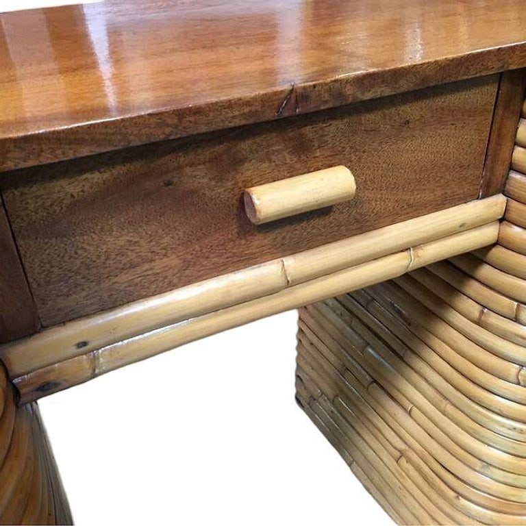 Restored Art Deco Stacked Rattan Secretary Desk w/ Mahogany Top - 7