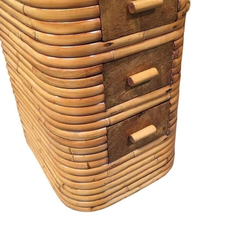 Restored Art Deco Stacked Rattan Secretary Desk w/ Mahogany Top - 8