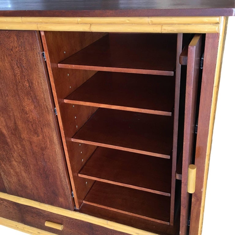 Rare Restored Bespoke Rattan & Mahogany Armoire - 12
