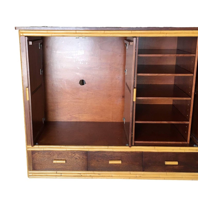 Rare Restored Bespoke Rattan & Mahogany Armoire - 5