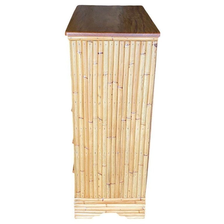 Restored Mid-century Stacked Rattan & Mahogany Highboy Dresser by Kane Kraft - 4