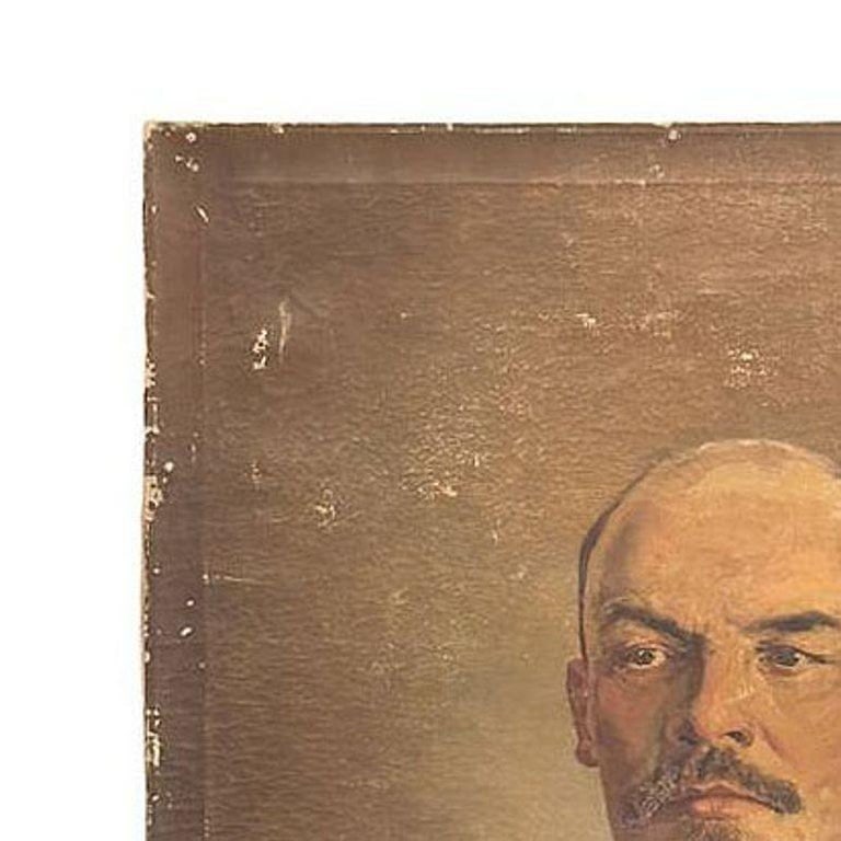 Soivet Era Vladimir Lenin Oil on Canvas Portrait, Russia - 4