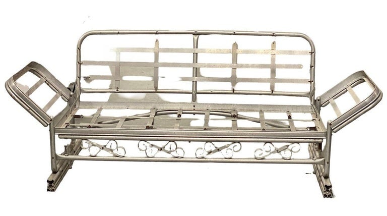 Mid-century Aluminum Patio/Outdoor Sofa Lounge/Daybed w/ Scrolling Base - 2
