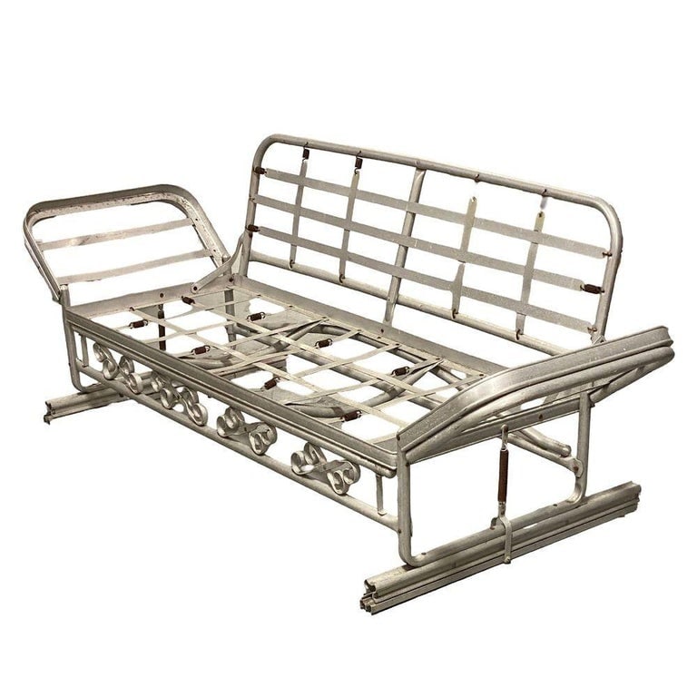 Mid-century Aluminum Patio/Outdoor Sofa Lounge/Daybed w/ Scrolling Base - 3