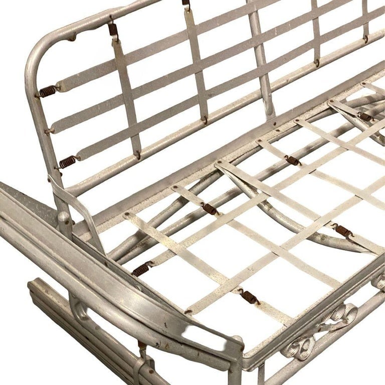 Mid-century Aluminum Patio/Outdoor Sofa Lounge/Daybed w/ Scrolling Base - 9