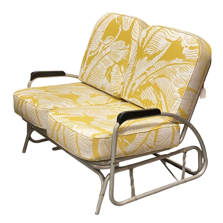 Aluminum Patio/Outdoor Sled Base Rocking Slider Settee w/ Speed Arms - 3