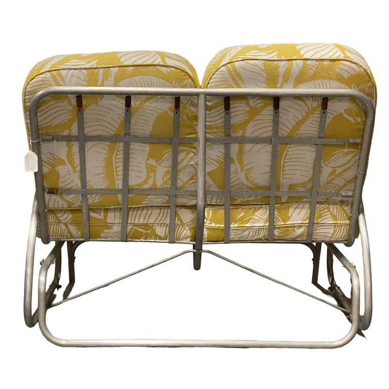 Aluminum Patio/Outdoor Sled Base Rocking Slider Settee w/ Speed Arms - 5