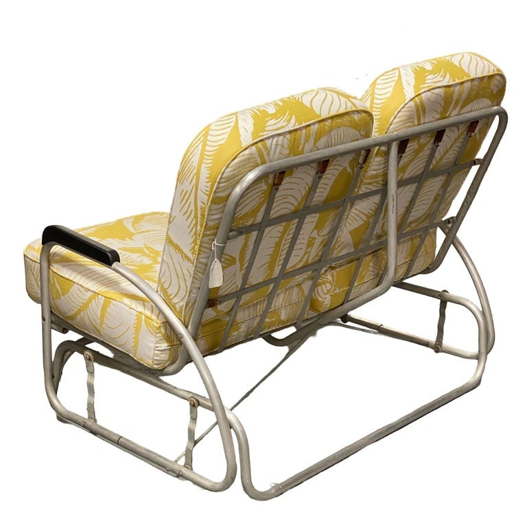 Aluminum Patio/Outdoor Sled Base Rocking Slider Settee w/ Speed Arms - 6