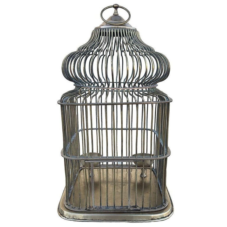 Late Victorian Solid Bronze Wire Eastern Spire Birdcage w/ Pin Lock - 2