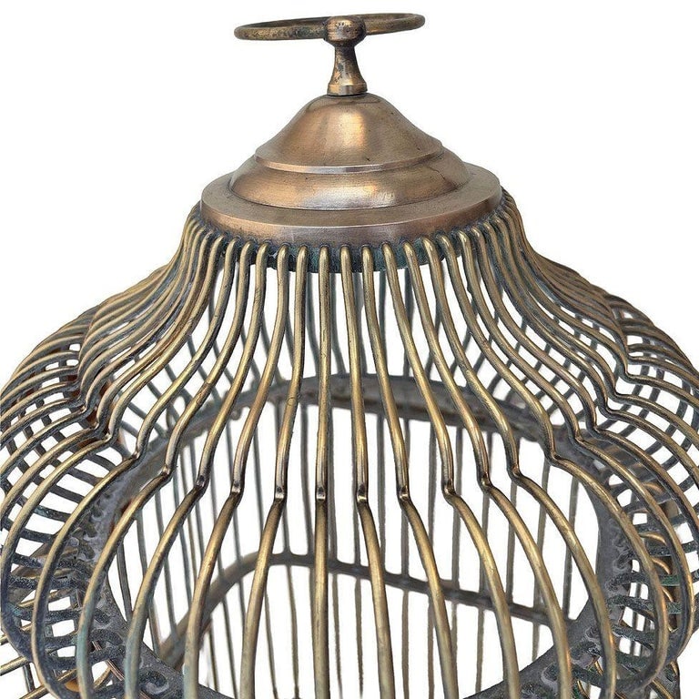 Late Victorian Solid Bronze Wire Eastern Spire Birdcage w/ Pin Lock - 4
