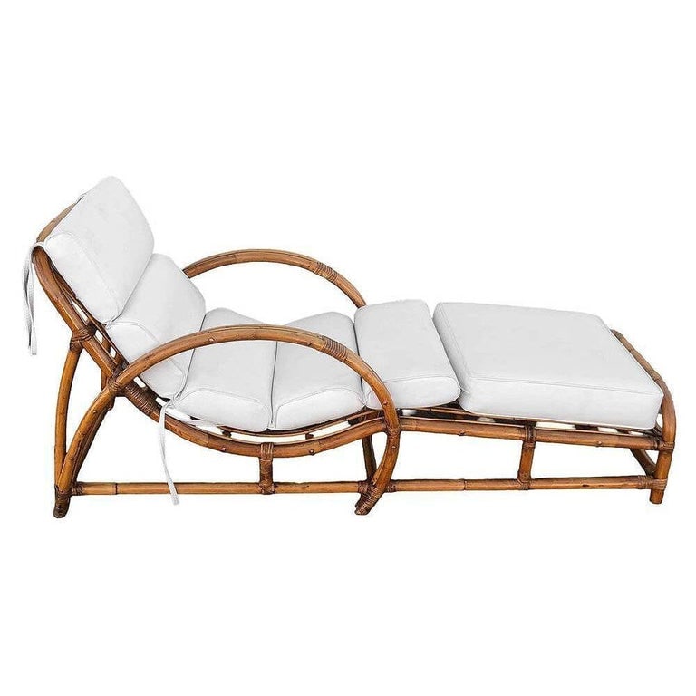 Restored Two-Strand "Half Moon" Rattan Cup Seat Chaise Lounge - 4