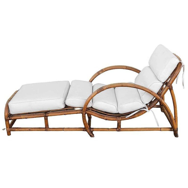 Restored Two-Strand "Half Moon" Rattan Cup Seat Chaise Lounge - 6