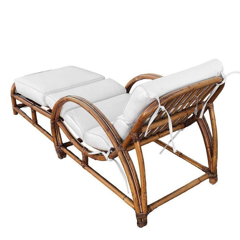 Restored Two-Strand "Half Moon" Rattan Cup Seat Chaise Lounge - 8