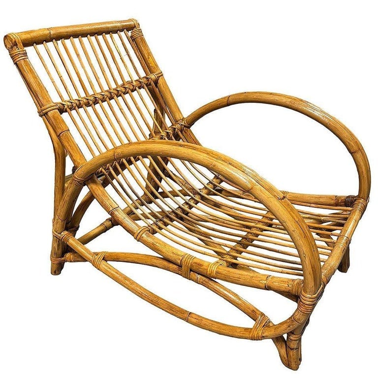 Restored MCM Rattan Double-Strand Half Moon Arm Lounge chair - 5