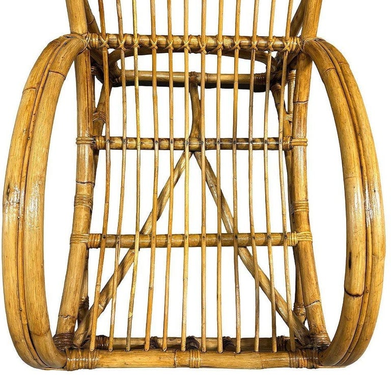 Restored MCM Rattan Double-Strand Half Moon Arm Lounge chair - 9