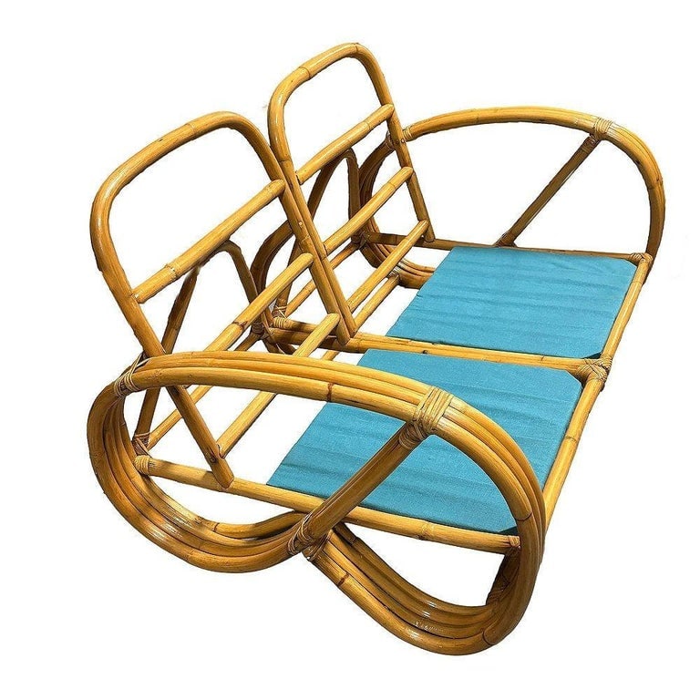 Restored Mid-century Rattan 3-Strand 3/4 Reverse Pretzel Sectional Settee Sofa - 6