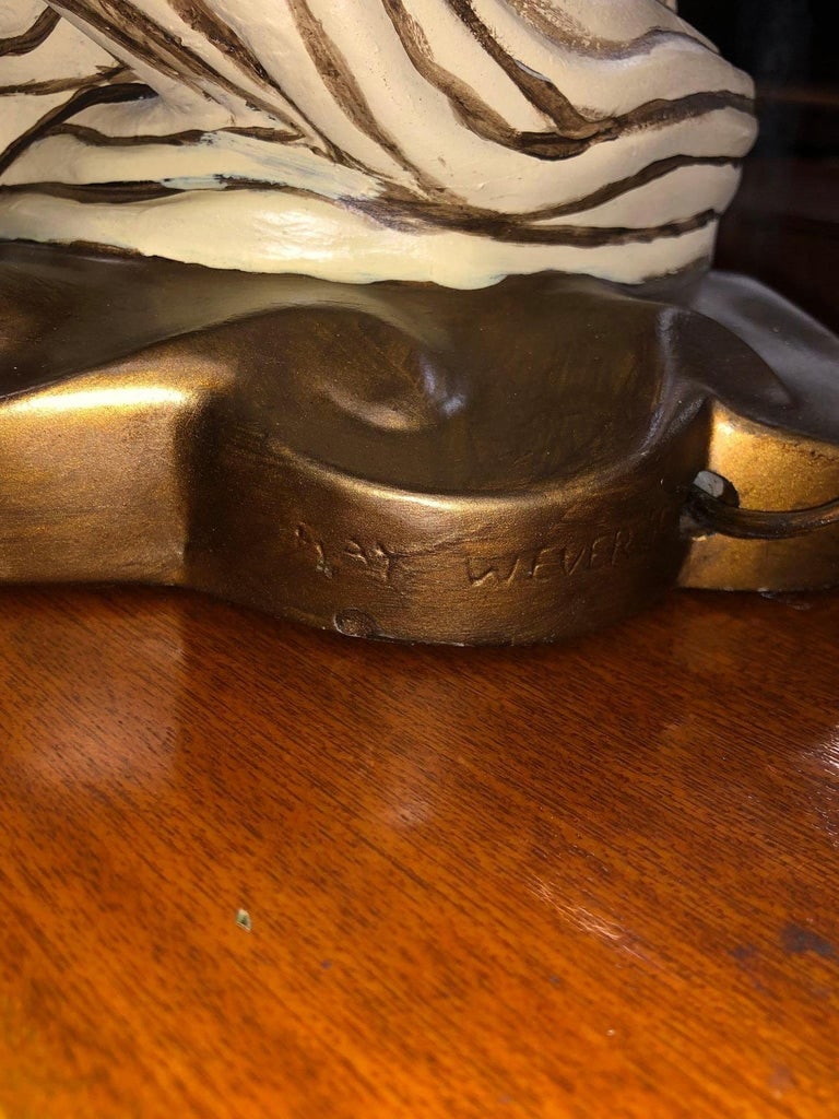 Mid-Century Female Bust Chalkware Lamp - 8