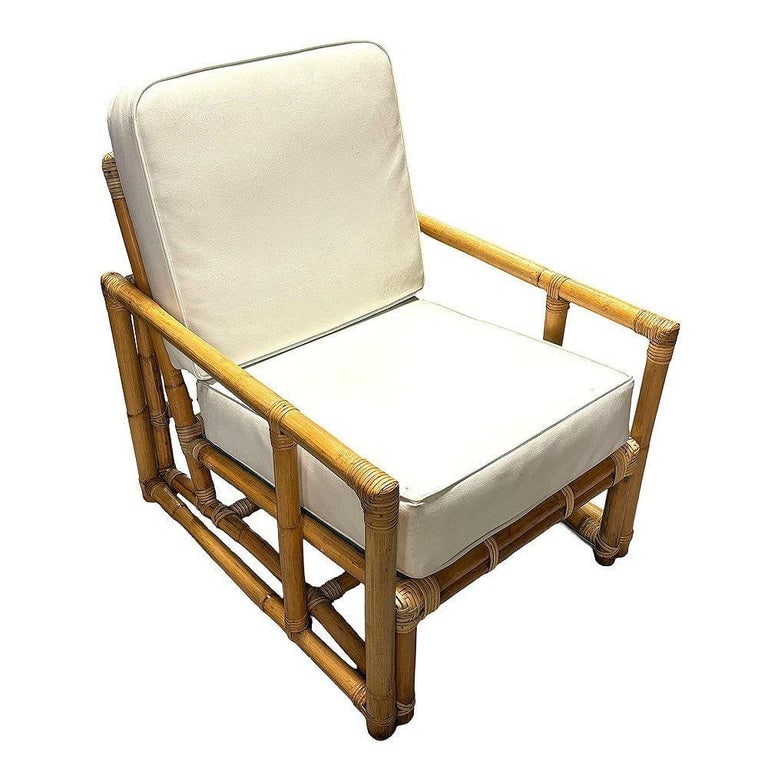 Restored James Mont Inspired Rattan Lounge Chairs w/ Modernist Arms - 2
