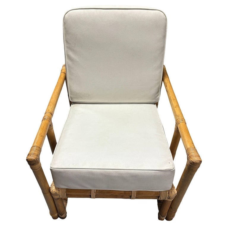 Restored James Mont Inspired Rattan Lounge Chairs w/ Modernist Arms - 3