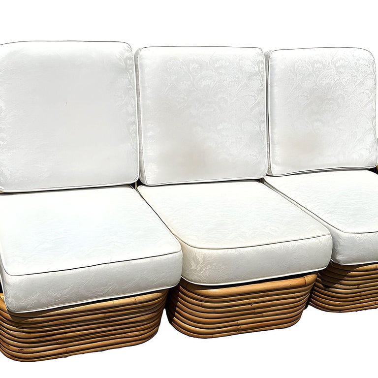 Restored Frankl Style Rattan Six-Strand Square Pretzel 3-Seater Sectional Sofa - 5