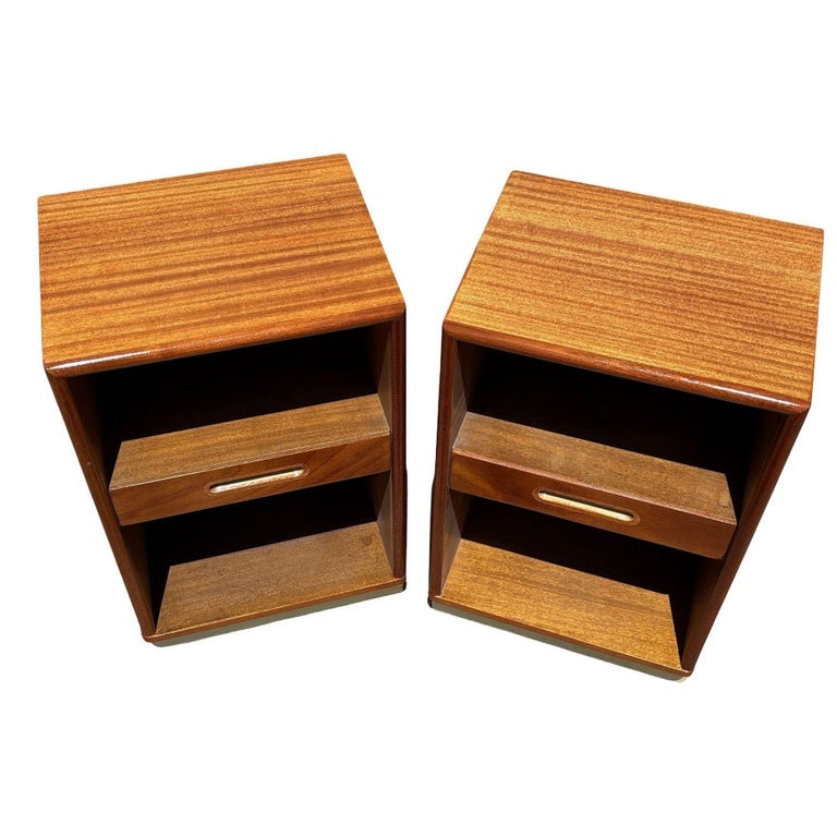 Pair of Teak and Mahogany Mid Century Nightstands by Edward Wormley for Dunbar - 3