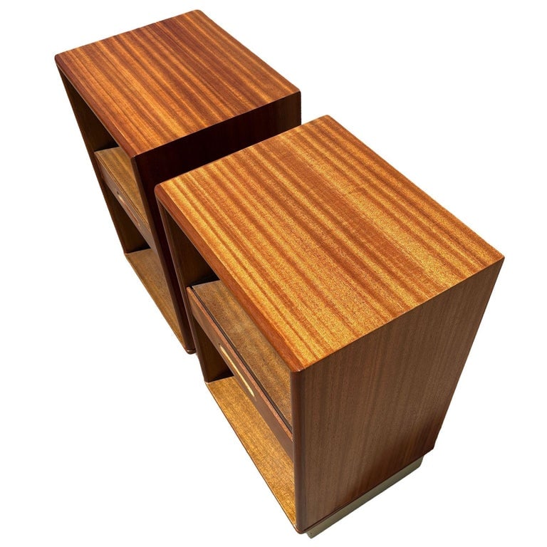 Pair of Teak and Mahogany Mid Century Nightstands by Edward Wormley for Dunbar - 4
