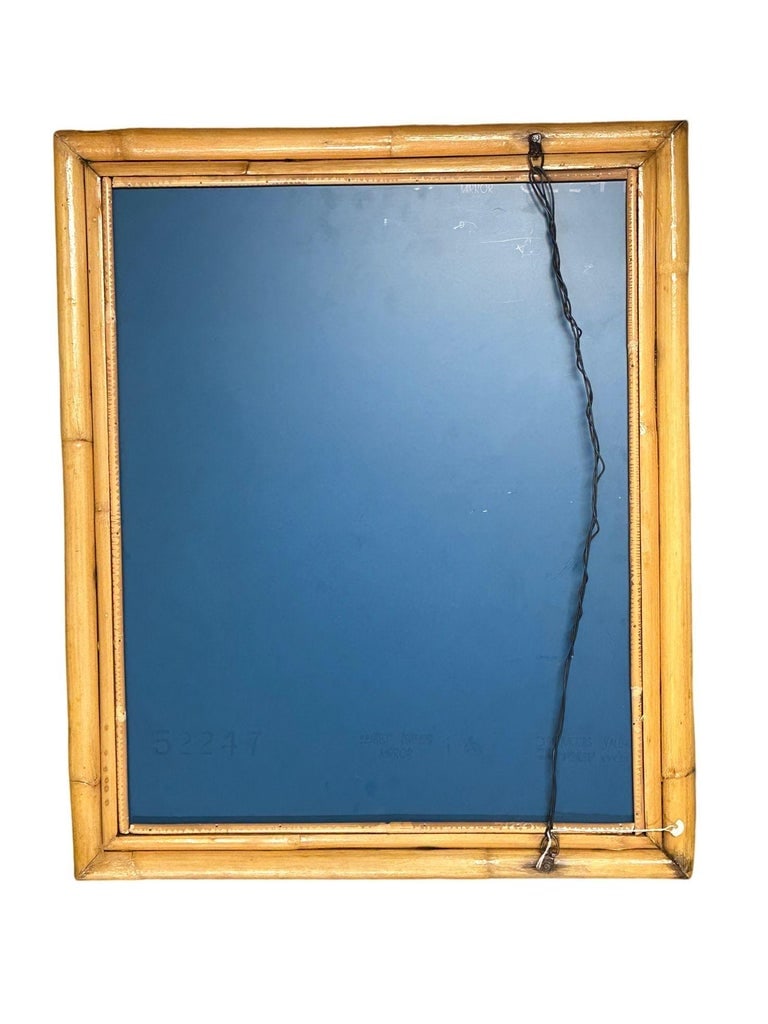 1950's Restored Two-Strand Rectangle Rattan Wall Mirror - 4