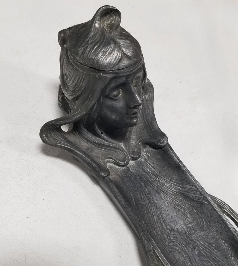 Early Century Art Nouveau Ink Well and Pen Holder - 4