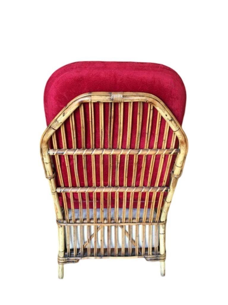 Restored Vintage Art Deco "President's" High Stand Stick Rattan Lounge Chair - 4