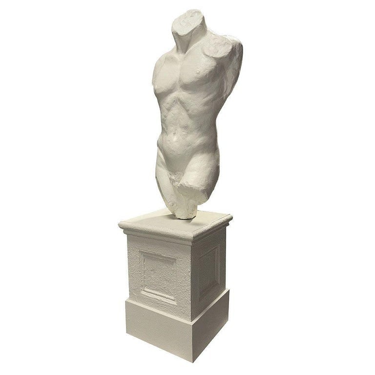 7' Tall Renaissance Style Male Bust Faux Marble Sculpture on Pedestal - 3