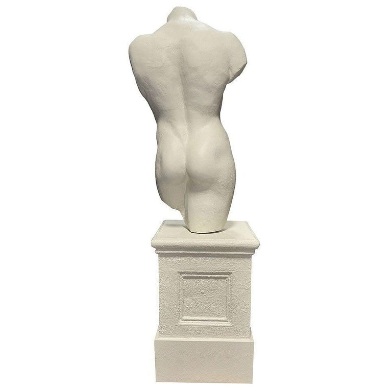 7' Tall Renaissance Style Male Bust Faux Marble Sculpture on Pedestal - 4