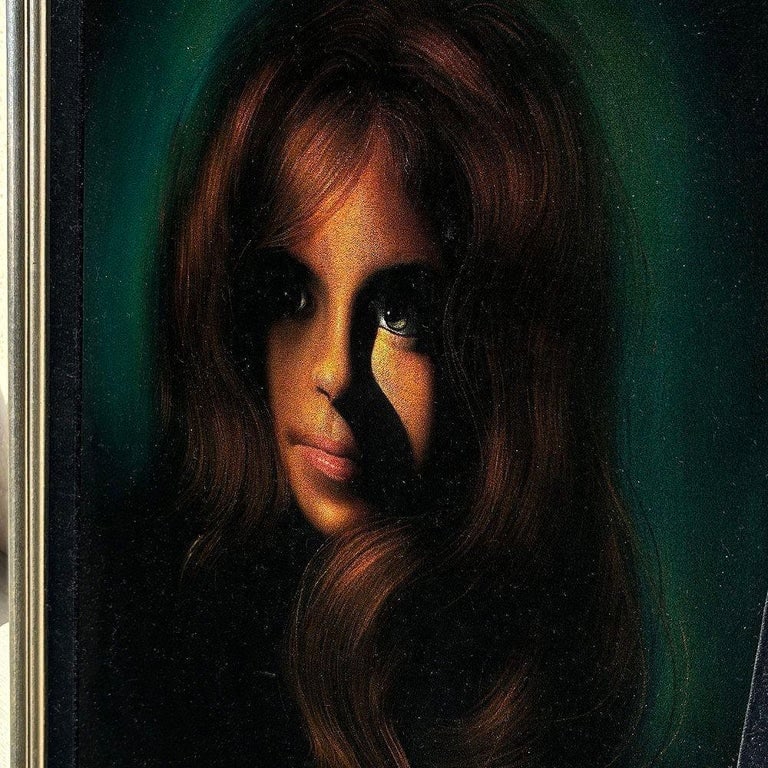 Framed Mid-century Hand Painted Oil on Velvet Female Portrait, Signed Cohen - 5