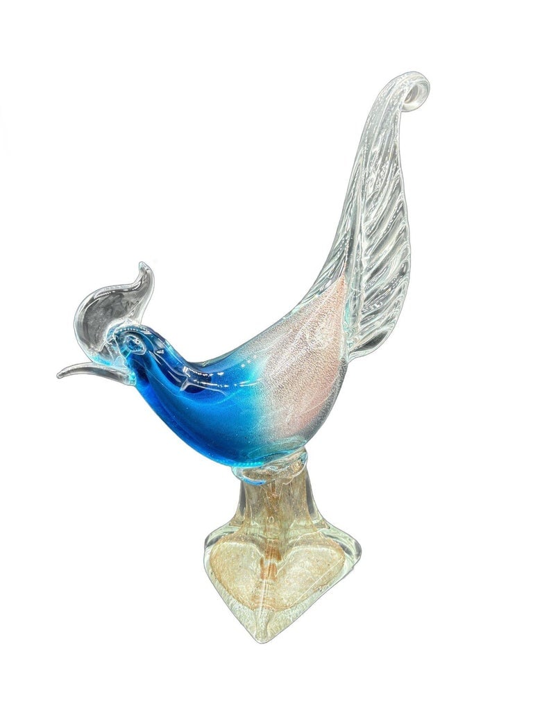 Mide-century Murano Pheasant Art Glass Sculpture attributed to Barovier & Toso - 5
