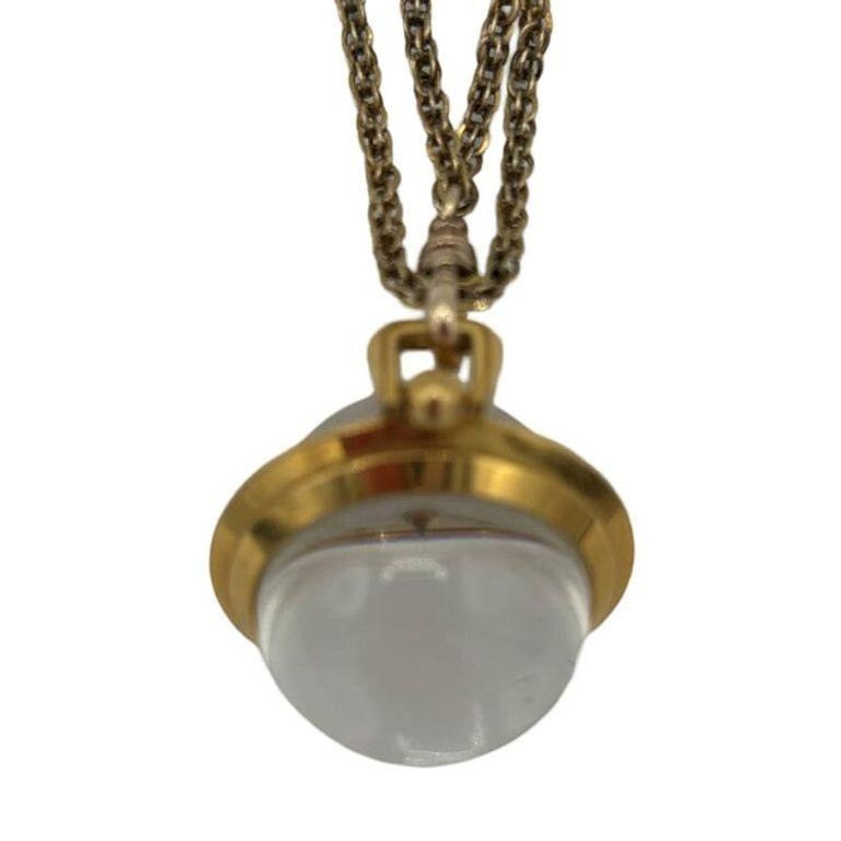 French Gold Bubble Pendant Watch w/ Skeleton View by Avril w/ 14K Gold Chain - 4