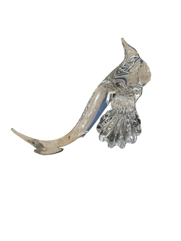 Large Hand-Blown Murano Crystal Leaded Glass Dolphin Sculpture Archimede Seguso - 4