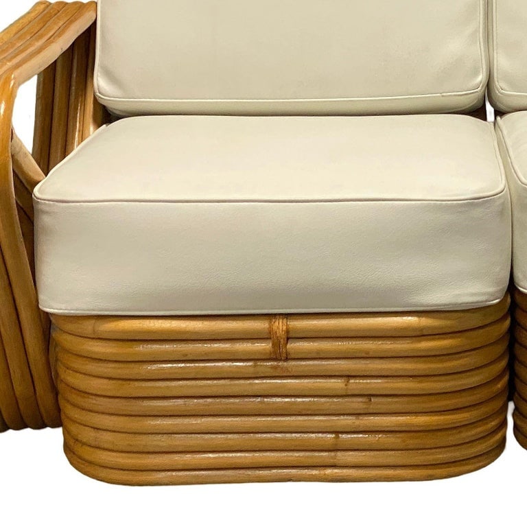 Restored Frankl Style Four-Strand Square Pretzel Rattan Sectional Settee - 8
