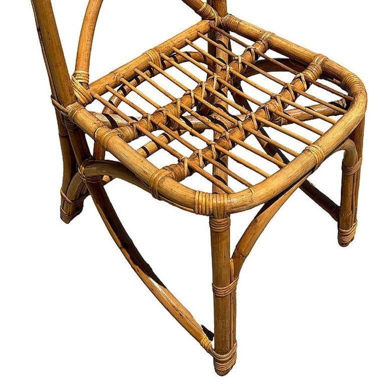 Restored Mid-century Rattan Dining Side Chairs with "X" Back - 8